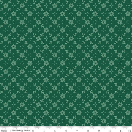 A Pear-fect Christmas True Love C14976 Green - Riley Blake Designs - Floral Flowers Lattice Pattern - Quilting Cotton Fabric