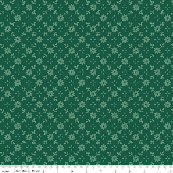 SALE A Pear-fect Christmas True Love C14976 Green - Riley Blake Designs - Floral Flowers Lattice Pattern - Quilting Cotton Fabric