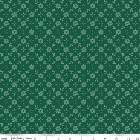 SALE A Pear-fect Christmas True Love C14976 Green - Riley Blake Designs - Floral Flowers Lattice Pattern - Quilting Cotton Fabric