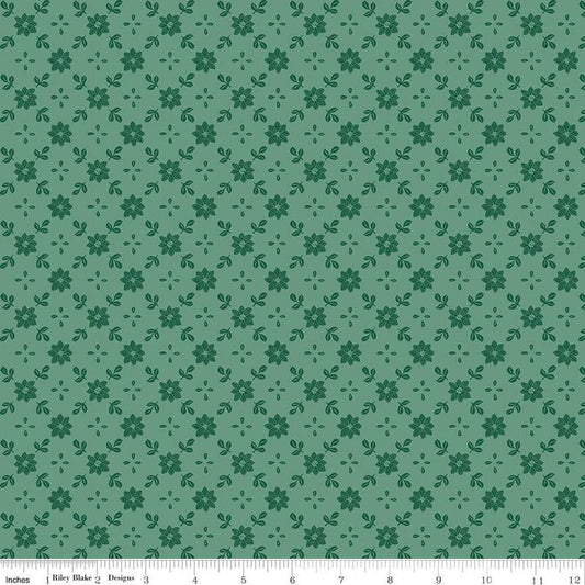 A Pear-fect Christmas True Love C14976 Mint - Riley Blake Designs - Floral Flowers Lattice Pattern - Quilting Cotton Fabric