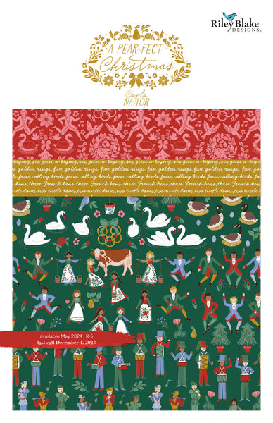 SALE A Pear-fect Christmas Fat Quarter Bundle 22 pieces - Riley Blake Designs - Pre cut Precut - Quilting Cotton Fabric