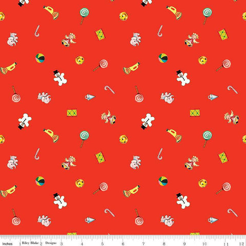 SALE Jingle Bells Toys C14833 Red by Riley Blake Designs - Christmas Vintage Toys - Quilting Cotton Fabric