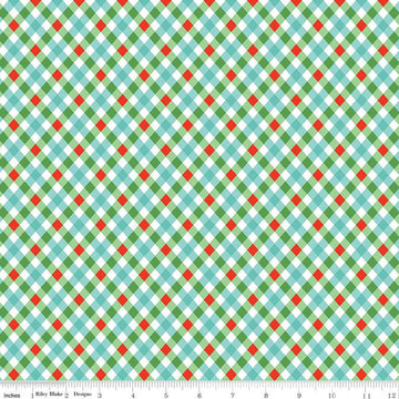 21" End of Bolt - SALE Jingle Bells Plaid C14836 Multi - Riley Blake Designs - Christmas Diagonal - Quilting Cotton Fabric