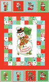 Jingle Bells A Merry Christmas Panel P14838 - Riley Blake Designs - Snowman Vintage Vignettes - Quilting Cotton Fabric