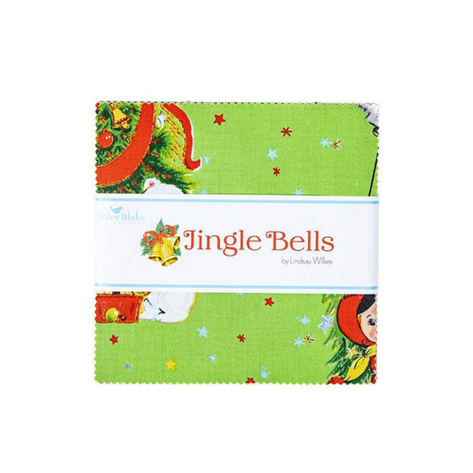 DEAL Jingle Bells Charm Pack 5" Stacker Bundle - Riley Blake Designs - 42-Piece Precut  - Christmas - Quilting Cotton Fabric