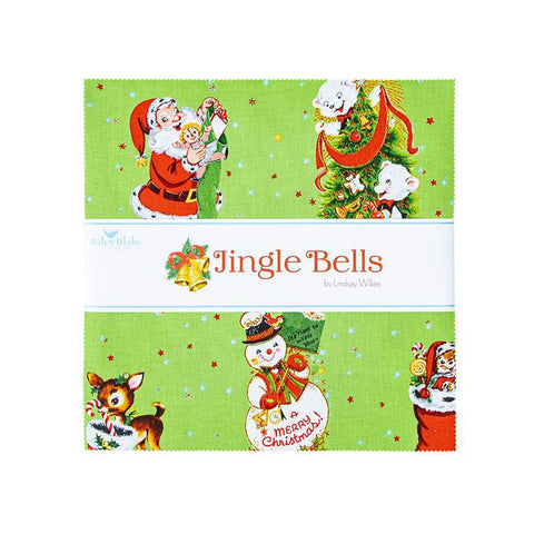 SALE Jingle Bells Layer Cake 10" Stacker Bundle - Riley Blake Designs - 42 piece Precut Pre cut - Christmas - Quilting Cotton Fabric