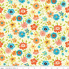 27" End of Bolt - Here Comes the Sun Main C14810 Cream - Riley Blake Designs - Floral Flowers - Quilting Cotton Fabric