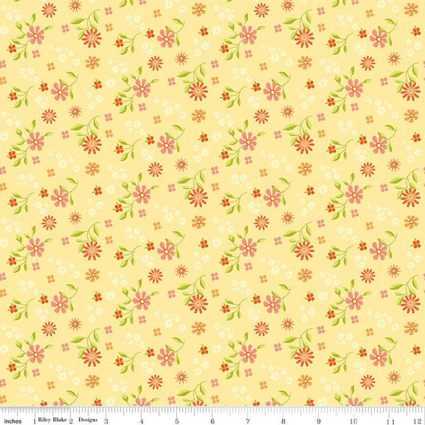 SALE Here Comes the Sun Flower Toss C14813 Sunshine by Riley Blake Designs - Floral Flowers - Quilting Cotton Fabric