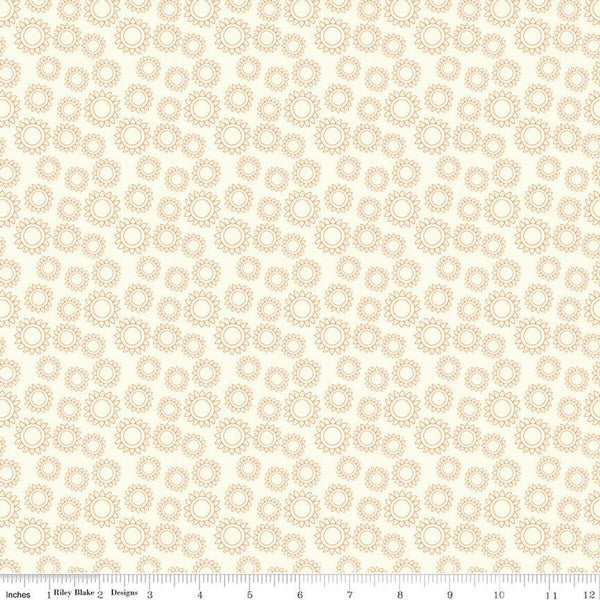 SALE Here Comes the Sun Sun C14814 Cream by Riley Blake Designs - Outlined Suns - Quilting Cotton Fabric