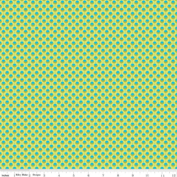 Here Comes the Sun Cotton C14816 Green - Riley Blake Designs - Blossoms Dots - Quilting Cotton Fabric