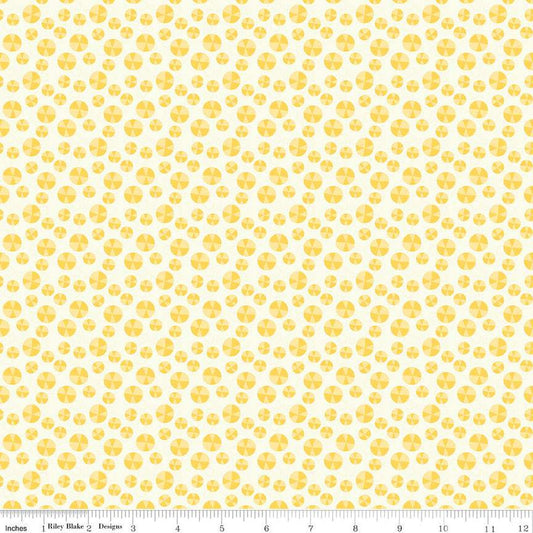 Fat Quarter End of Bolt - Here Comes the Sun Slices C14817 Cream - Riley Blake Designs - Scattered Circles - Quilting Cotton Fabric