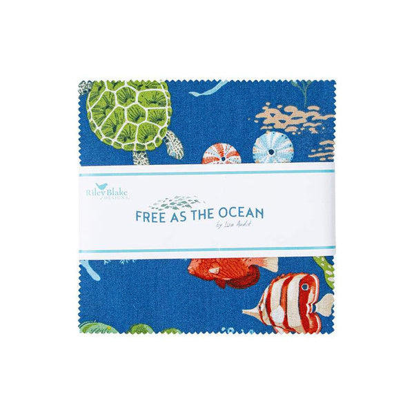 Free as the Ocean Charm Pack 5" Stacker Bundle - Riley Blake Designs - 42 piece Precut Pre cut - Quilting Cotton Fabric