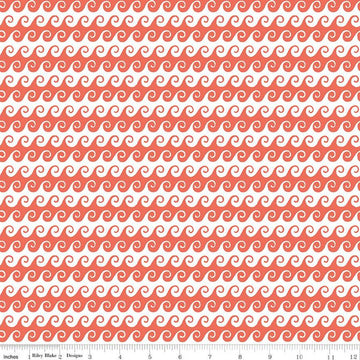 Free as the Ocean Waves C14804 Red - Riley Blake Designs - Ocean Curls - Quilting Cotton Fabric