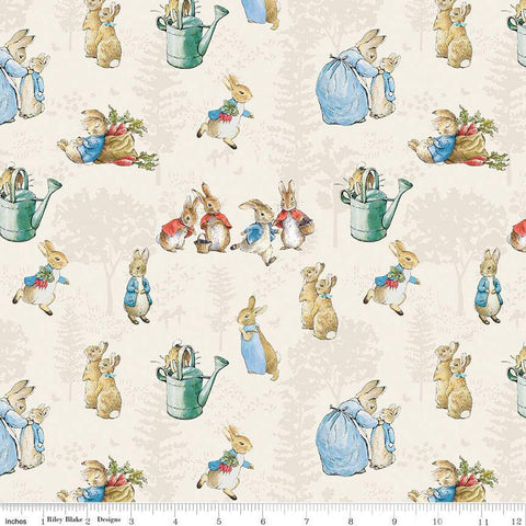 SALE The Tale of Peter Rabbit Main C14700 Cream - Riley Blake Designs - Beatrix Potter Vignettes - Quilting Cotton Fabric