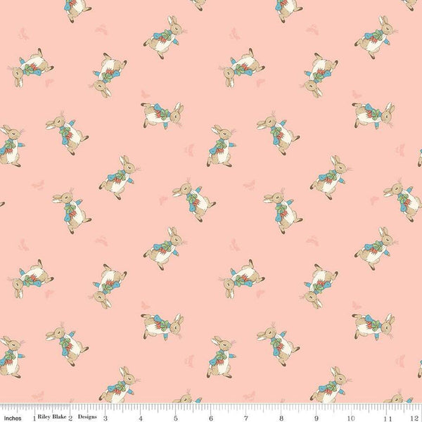 SALE The Tale of Peter Rabbit Peter Toss C14702 Coral - Riley Blake Designs - Beatrix Potter - Quilting Cotton Fabric