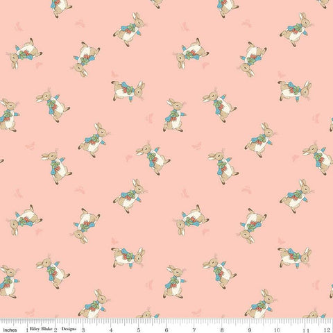 SALE The Tale of Peter Rabbit Peter Toss C14702 Coral - Riley Blake Designs - Beatrix Potter - Quilting Cotton Fabric - Licensed Product