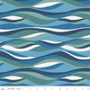11" End of Bolt - Free as the Ocean Ocean C14803 Multi - Riley Blake Designs - Wavy Lines - Quilting Cotton Fabric