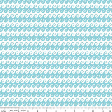 Free as the Ocean Waves C14804 Aqua - Riley Blake Designs - Ocean Curls - Quilting Cotton Fabric