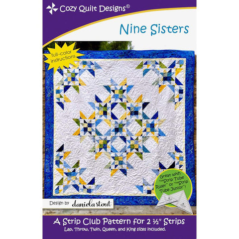 Nine Sisters Quilt PATTERN P187 by Cozy Quilt Designs - Riley Blake - INSTRUCTIONS Only - Piecing 2 1/2" Stripe Friendly - Multiple Sizes