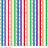 Fat Quarter End of Bolt - Bloom Stripe C14981 White - Riley Blake Designs - Stripes Striped Flowers Hearts Stars - Quilting Cotton Fabric