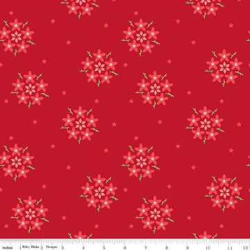 SALE Bloom Star Flower C14983 Scarlet - Riley Blake Designs - Flowers Floral - Quilting Cotton Fabric
