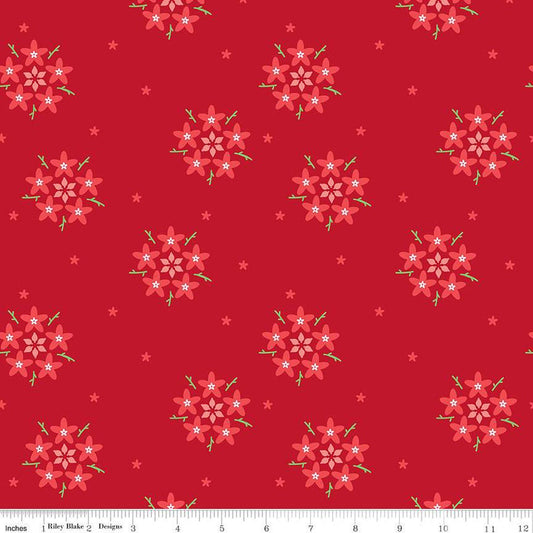 SALE Bloom Star Flower C14983 Scarlet - Riley Blake Designs - Flowers Floral - Quilting Cotton Fabric