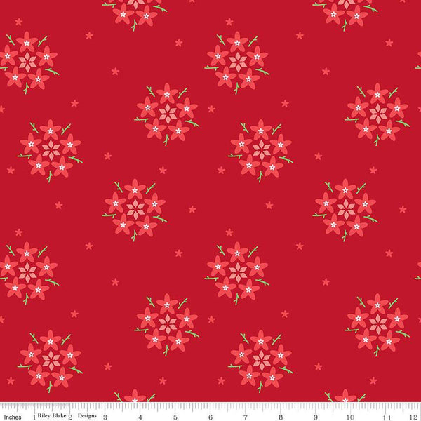 SALE Bloom Star Flower C14983 Scarlet by Riley Blake Designs - Flowers Floral - Quilting Cotton Fabric