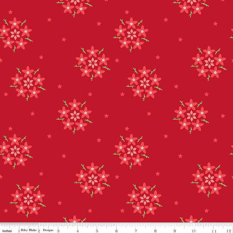 SALE Bloom Star Flower C14983 Scarlet by Riley Blake Designs - Flowers Floral - Quilting Cotton Fabric