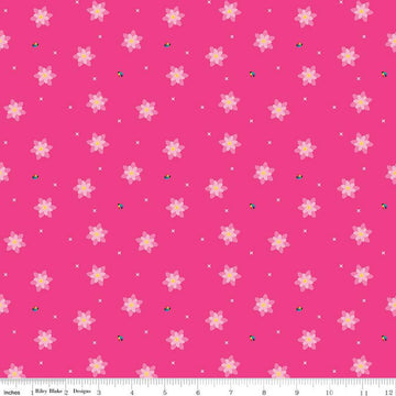 DEAL Bloom Blissful C14984 Hot Pink - Riley Blake Designs - Flowers Floral Ladybugs X's - Quilting Cotton Fabric
