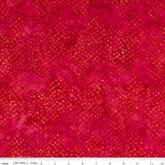 Image of the Expressions Batiks Hand-Dyes Tropical quilting cotton fabric from Riley Blake Designs. Features dark pink and orange fabric with variations in saturation and pattern. 
Cute Little Fabric Shop