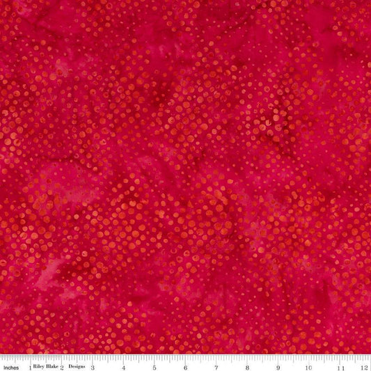Image of the Expressions Batiks Hand-Dyes Tropical quilting cotton fabric from Riley Blake Designs. Features dark pink and orange fabric with variations in saturation and pattern. 
Cute Little Fabric Shop