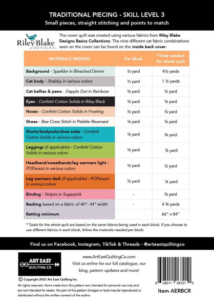 Art East Quilting Co. Catrobics quilt pattern by Art East Quilting Co. for Riley Blake Designs. Features the fabric requirements for this pattern.
Cute Little Fabric Shop