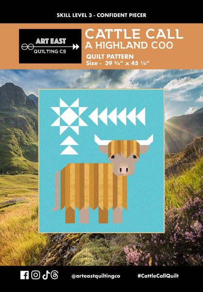 Art East Quilting Co. Cattle Call quilt pattern by Art East Quilting Co. for Riley Blake Designs. Features the front of the pattern, a large cow and a star block pattern.
Cute Little Fabric Shop