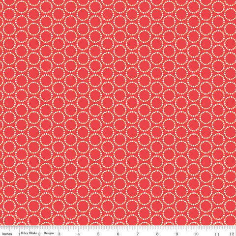 Image of In From the Cold Circles Coral by Riley Blake Designs. Features dotted circles packed together on a coral pink background.
Cute Little Fabric Shop