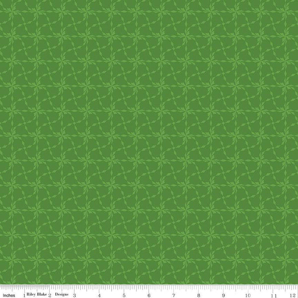 Image of In From the Cold Pinwheels Green by Riley Blake Designs. Features geometric tone on tone pinwheel pattern on a green background. 
Cute Little Fabric Shop