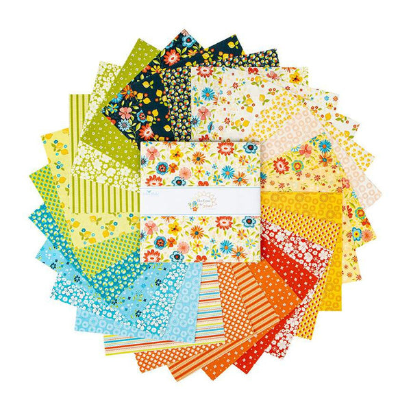 SALE Here Comes the Sun Layer Cake 10" Stacker Bundle - Riley Blake Designs - 42 piece Precut Pre cut - Quilting Cotton Fabric