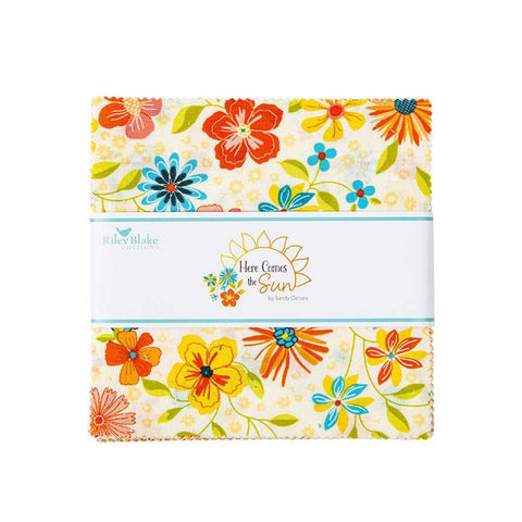 Here Comes the Sun Charm Pack 5" Stacker Bundle - Riley Blake Designs - 42 piece Precut Pre cut - Quilting Cotton Fabric