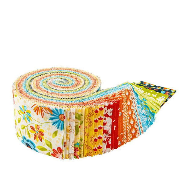 Here Comes the Sun 2.5 Inch Rolie Polie Jelly Roll 40 pieces - Riley Blake Designs - Precut Pre cut Bundle - Quilting Cotton Fabric