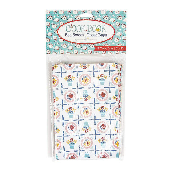 Lori Holt Bee Sweet Treat Bags ST-24597 - Riley Blake Designs -  - Package of 12 - 6 Prints from Cook Book  6" x 9" - 120 g craft paper