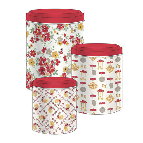 SALE Lori Holt Cook Book Kitchen Canisters ST-24591 - Riley Blake Designs - Vintage - Set of 3 Sizes Hand Wash