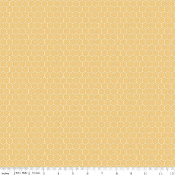 Farm Girl Vintage Companion Prints Honeycomb C8742 Honey - Riley Blake - Hexagons Geometric - Lori Holt - Quilting Cotton Fabric