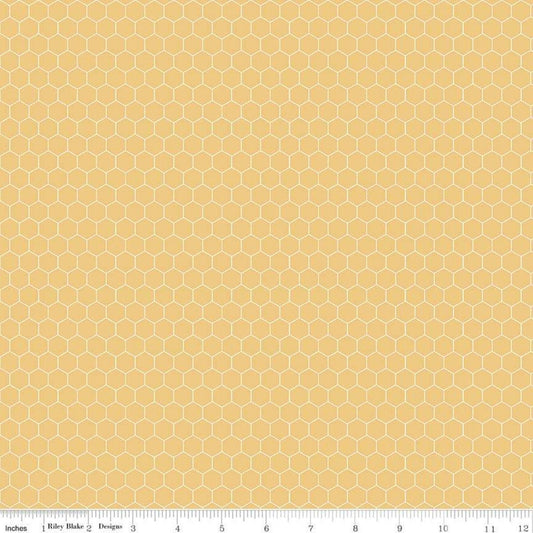 DEAL Farm Girl Vintage Companion Prints Honeycomb C8742 Honey - Riley Blake - Hexagons Geometric - Lori Holt - Quilting Cotton Fabric