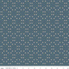 Blue, navy, ink colored quilting cotton fabric with clusters of scattered white tulips. 
Cute Little Fabric Shop