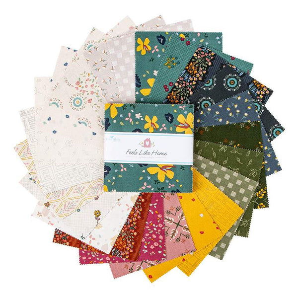 SALE Feels Like Home Charm Pack 5" Stacker Bundle - Riley Blake Designs - 42 piece Precut Pre cut - Quilting Cotton Fabric