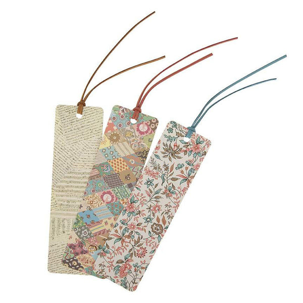 SALE Jane Austen Bookmarks - Riley Blake Designs - Set of 3 Bookmarks in Three Designs - Laminated - Faux Leather Ribbon