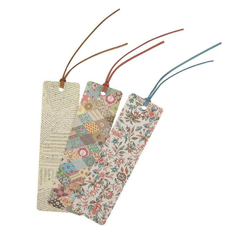 SALE Jane Austen Bookmarks - Riley Blake Designs - Set of 3 Bookmarks in Three Designs - Laminated - Faux Leather Ribbon
