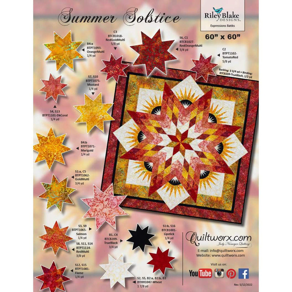 SALE Summer Solstice Quilt PATTERN P182 by Quiltworx - Riley Blake Des ...