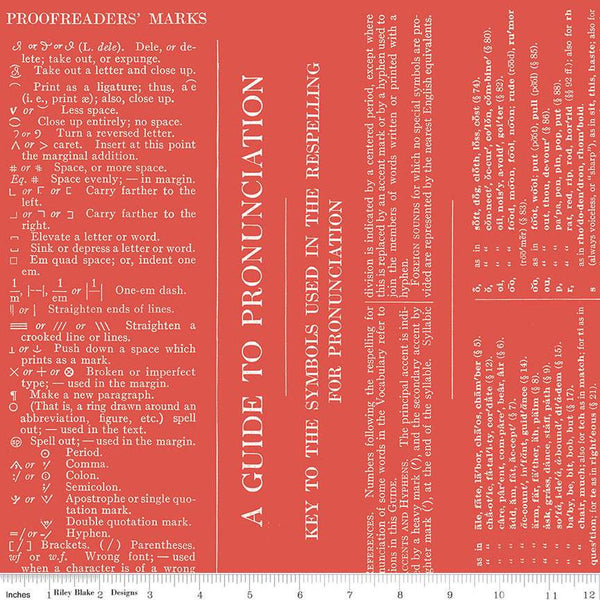 Image of the Old School Dictionary Redquilting cotton fabric by J. Wecker Frisch for Riley Blake Designs. Features white dictionary definitions on a red background. 
Cute Little Fabric Shop