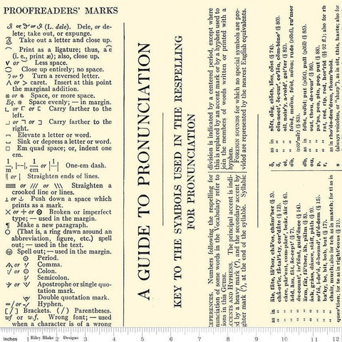 Image of the Old School Dictionary Off White quilting cotton fabric by J. Wecker Frisch for Riley Blake Designs. Features black dictionary definitions on a cream offwhite background. 
Cute Little Fabric Shop