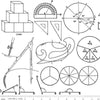 Image of the Old School Math Graphs White quilting cotton fabric by J. Wecker Frisch for Riley Blake Designs. Features black illustrations of math graphs such as pie charts, angles, cubes, and more on a white background. 
Cute Little Fabric Shop